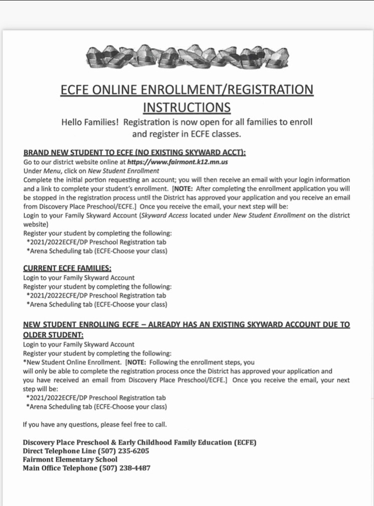ECFE Registration instructions 